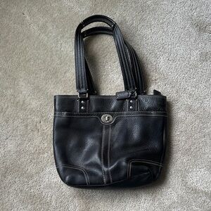Black Leather Coach Tote Bag